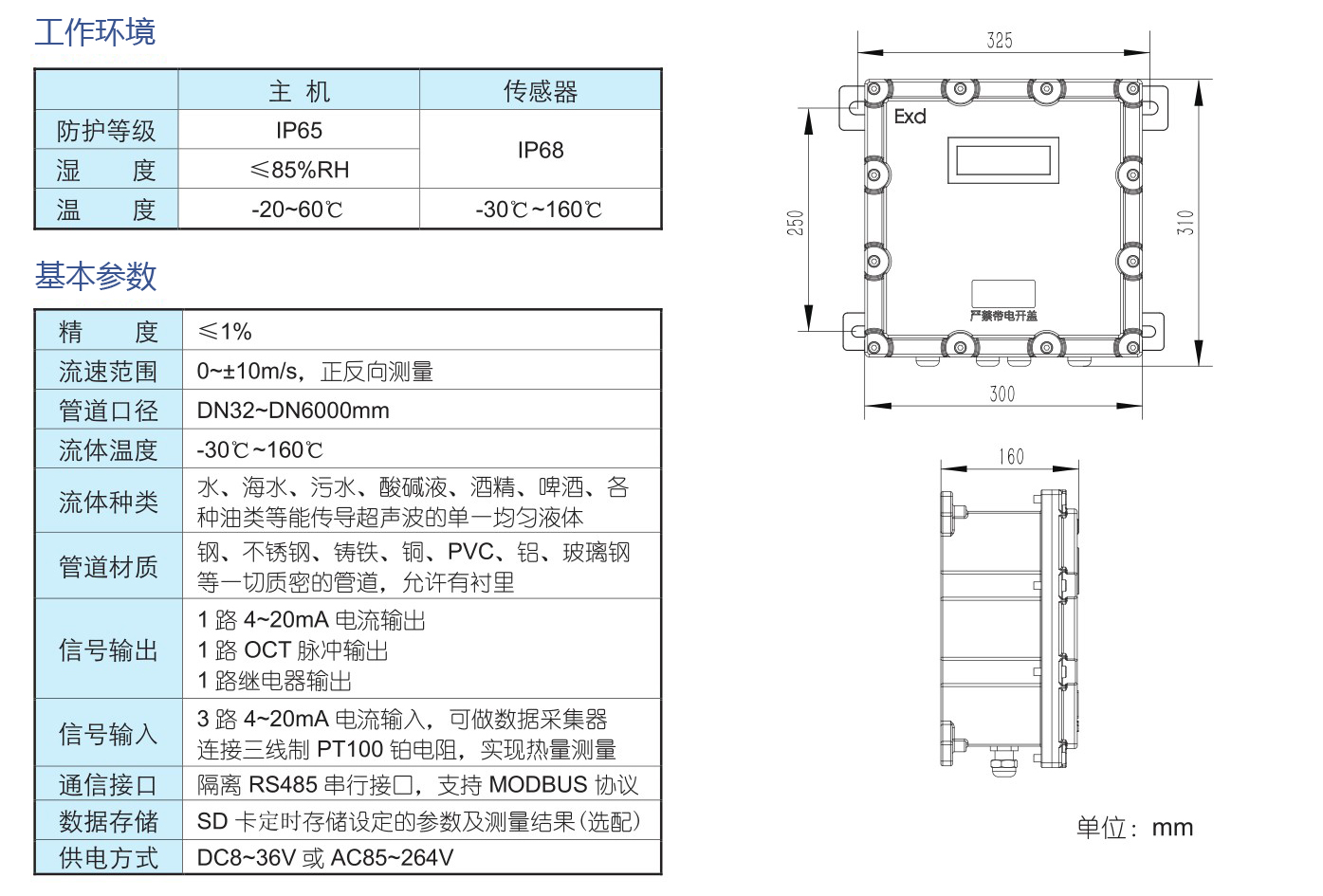 外夹式超声波流量计的TUF-2000D防爆主机